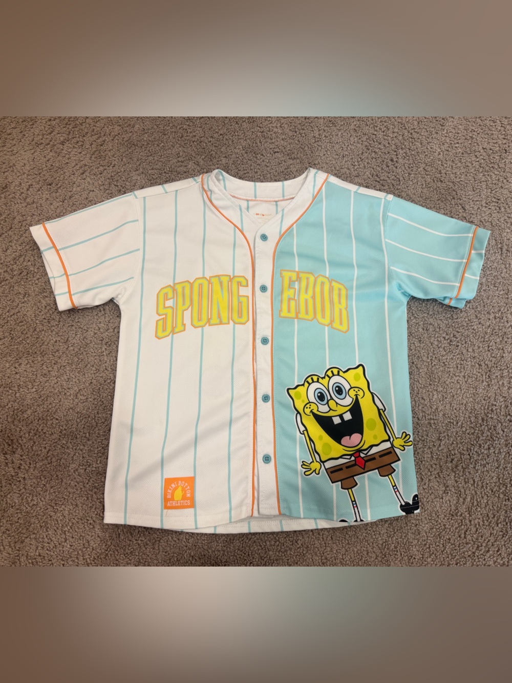 SpongeBob Kids One-Piece Jersey - White & Light Blue youth Large